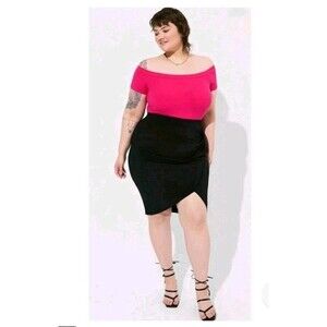 Nwot! TORRID 4 Women's Everyday Rib Off The Shoulder Bodysuit. Color: Peacock